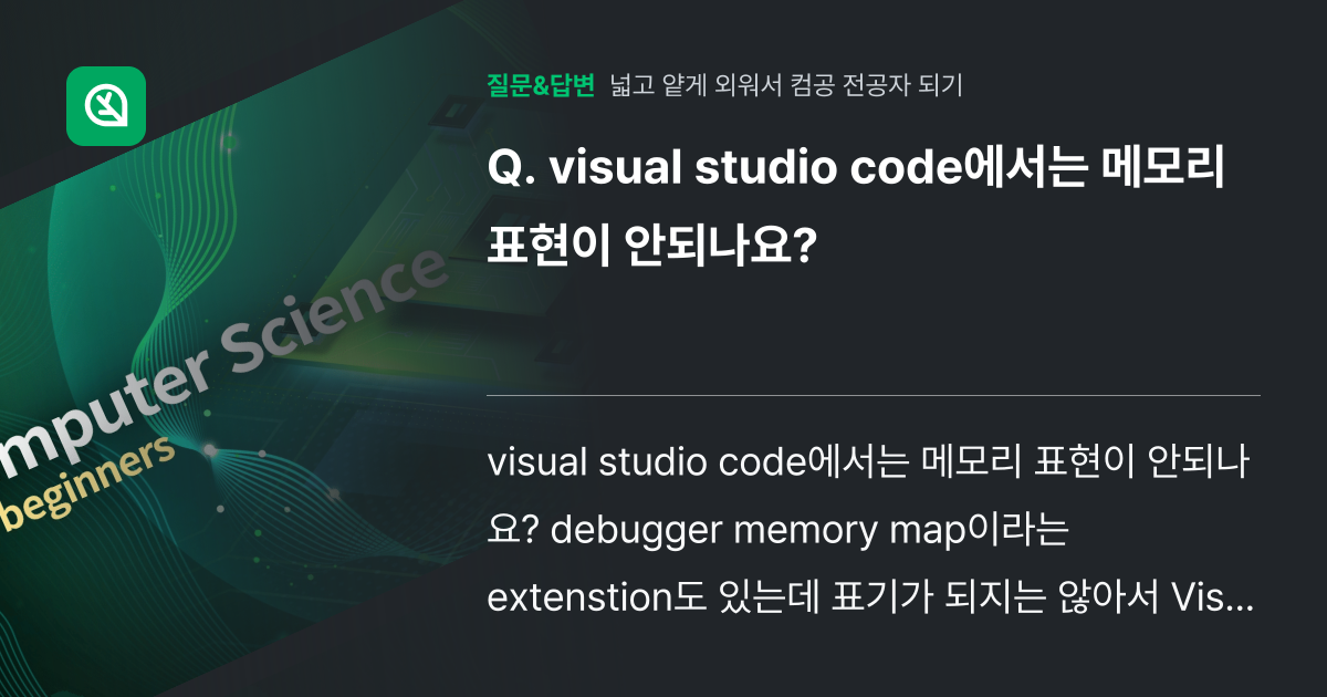 visual studio code에서는 메모리 표현이 안되나요? - 인프런 | 커뮤니티 질문&답변