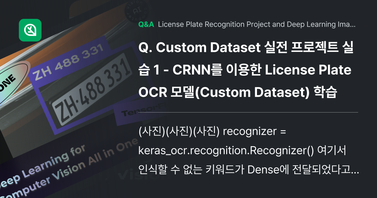 Custom Dataset 실전 프로젝트 실습 1 ... - Inflearn | Community Q&A