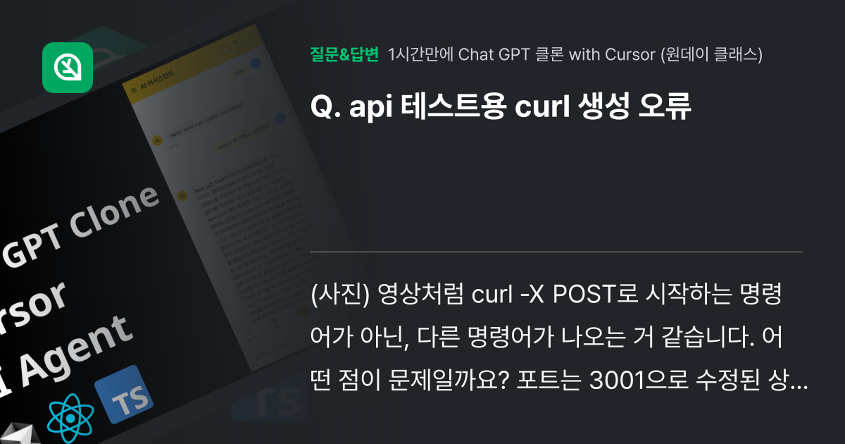 api 테스트용 curl 생성 오류 - 인프런 | 커뮤니티 질문&답변