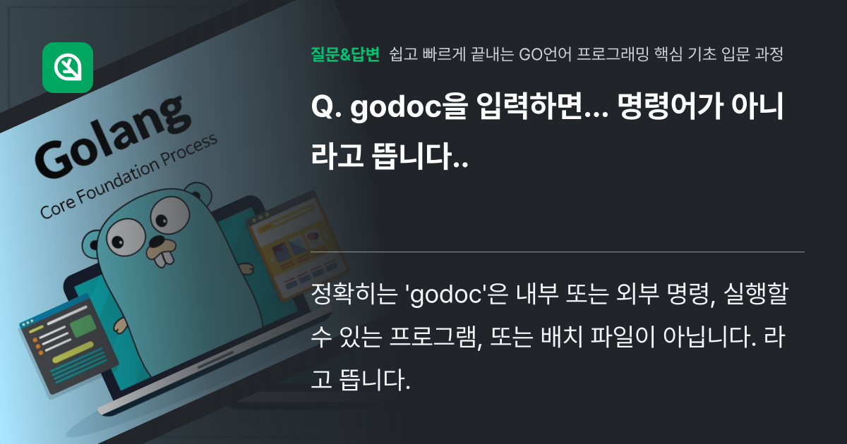 godoc을 입력하면... 명령어가 아니라고 뜹니다.. - 인프런 | 커뮤니티 질문&답변