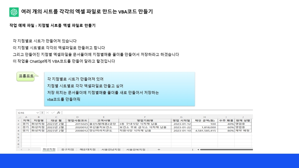 Chatgpt 활용한 엑셀 함수와  매크로(VBA 코드) 강의 교재