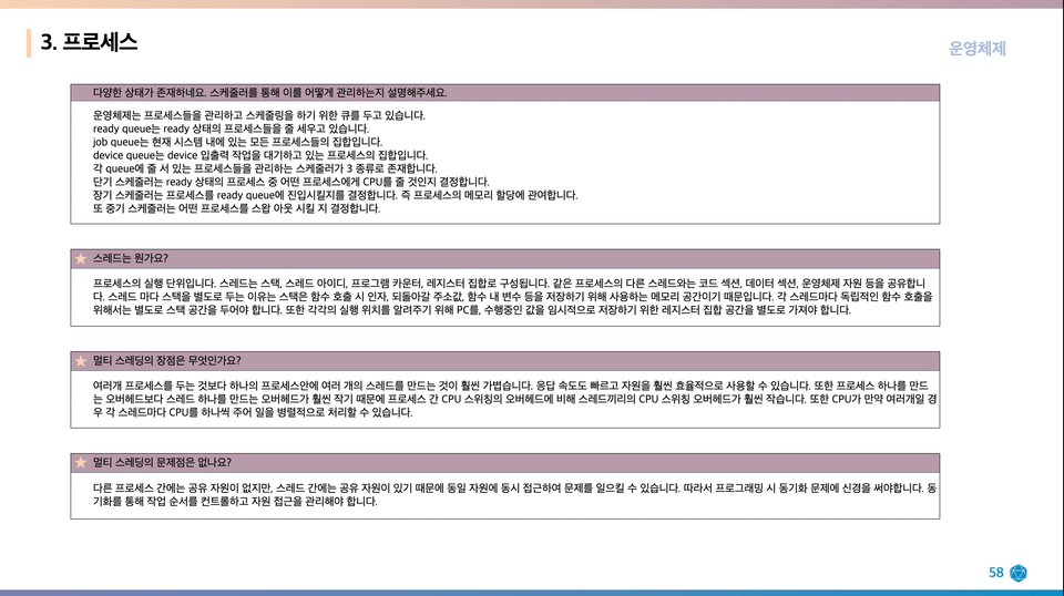 Summary of key process questions