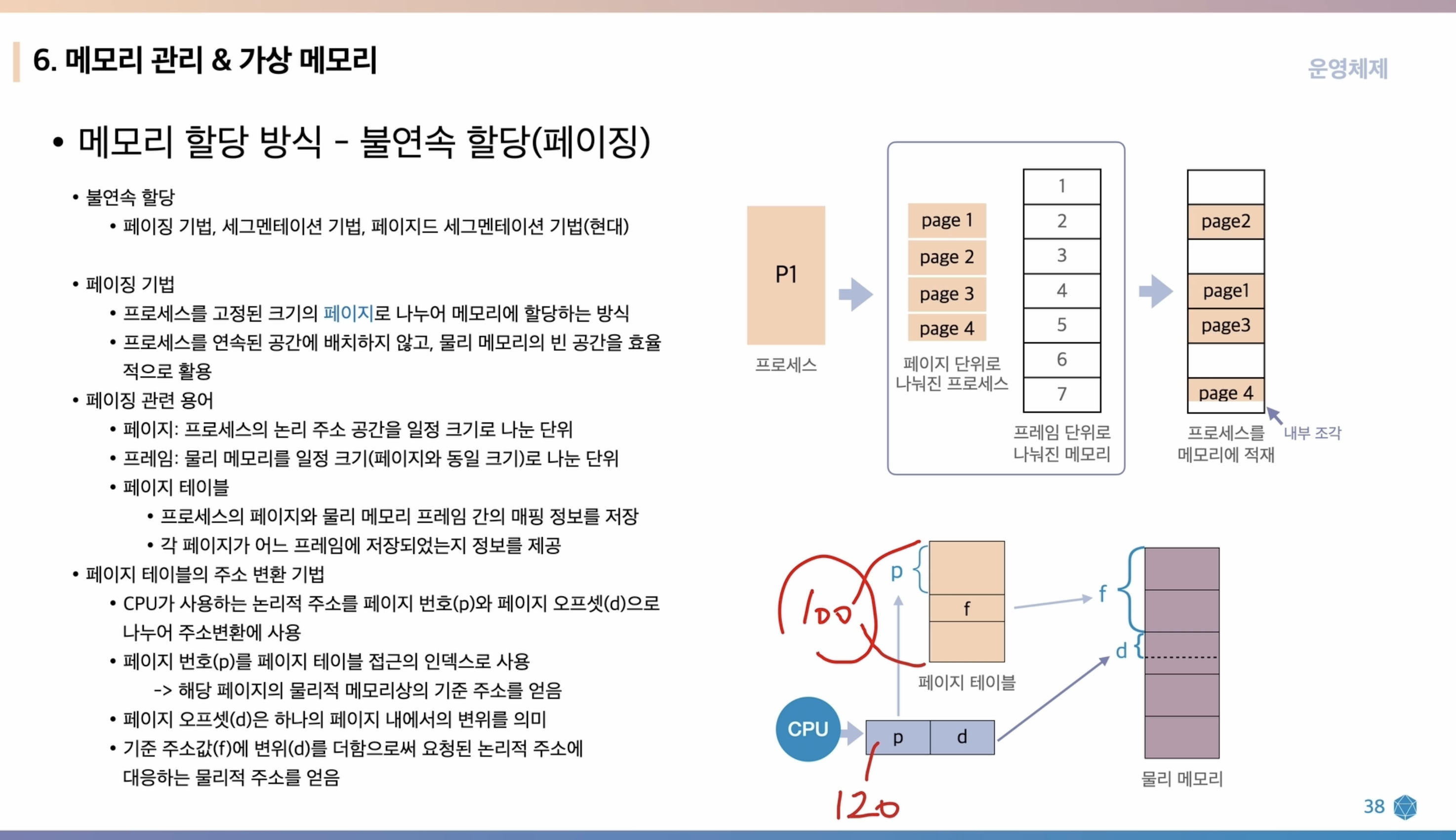 페이징의 주소 변환 기법