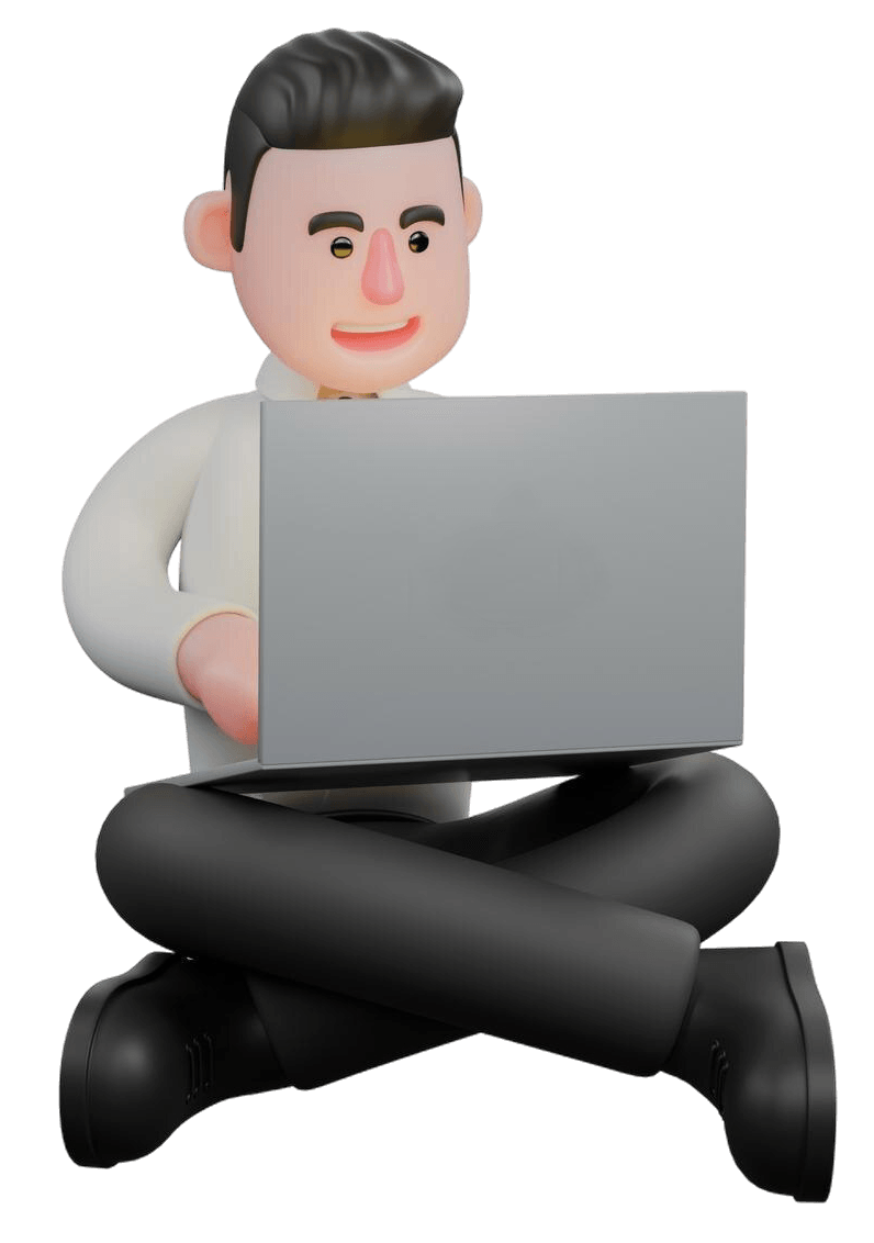 male-businessman-sits-crosslegged-with-laptop-his-legs-while-both-hands-operate-laptop
