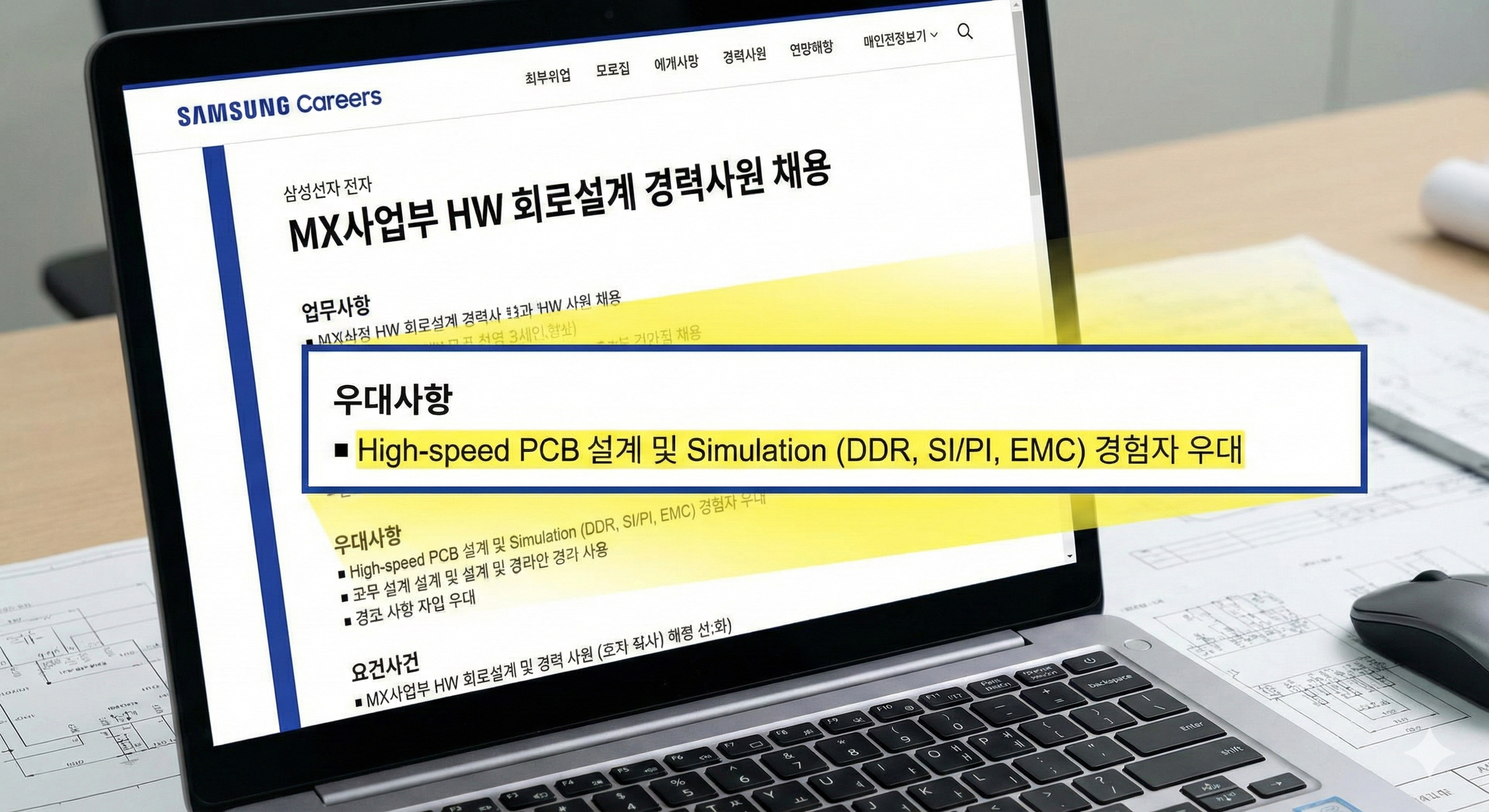 삼성전자 DX부문 MX사업부 회로설계 경력채용 공고 직무기술서