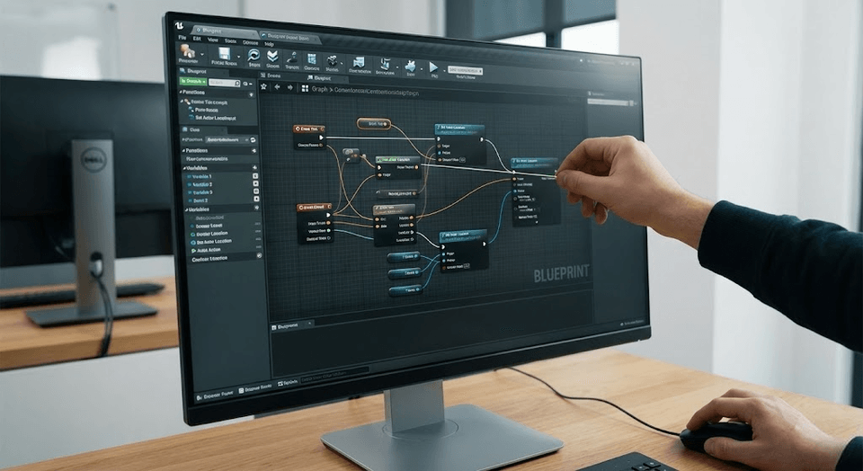 복잡한 코딩 없이 로직을 구현하는 언리얼 엔진 블루프린트 비주얼 스크립팅 화면