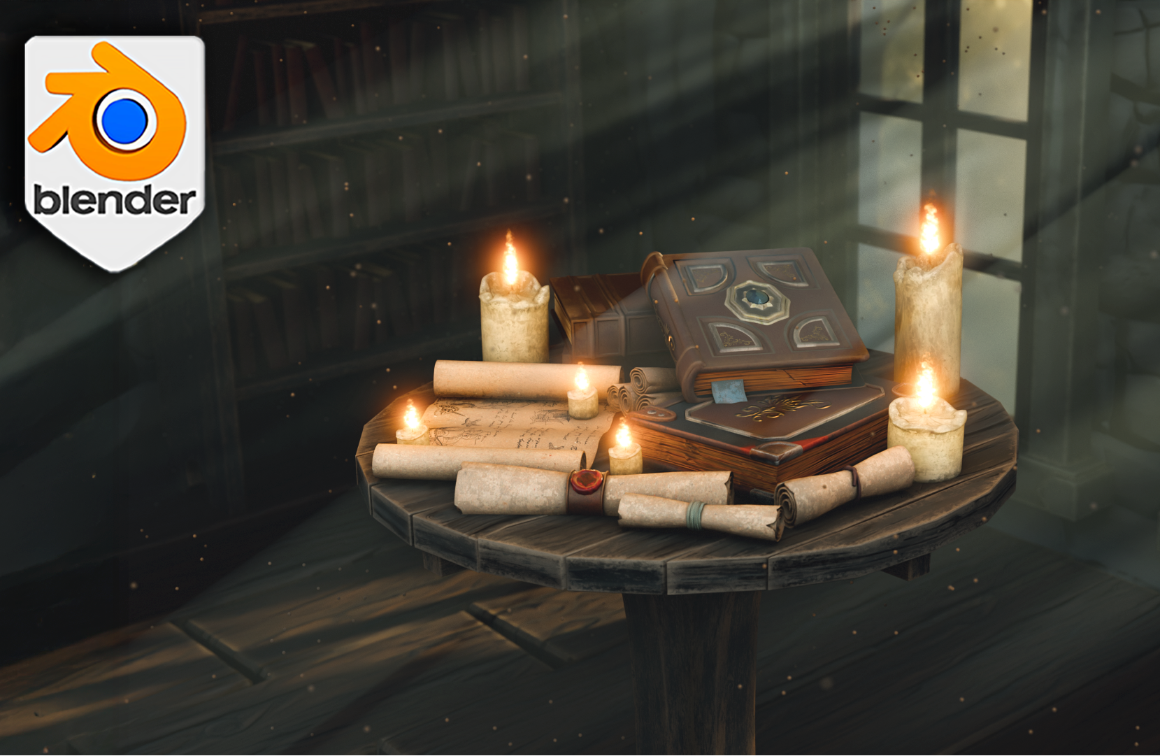 Blender 3D – Model a Medieval Researcher’s Desk 강의 이미지