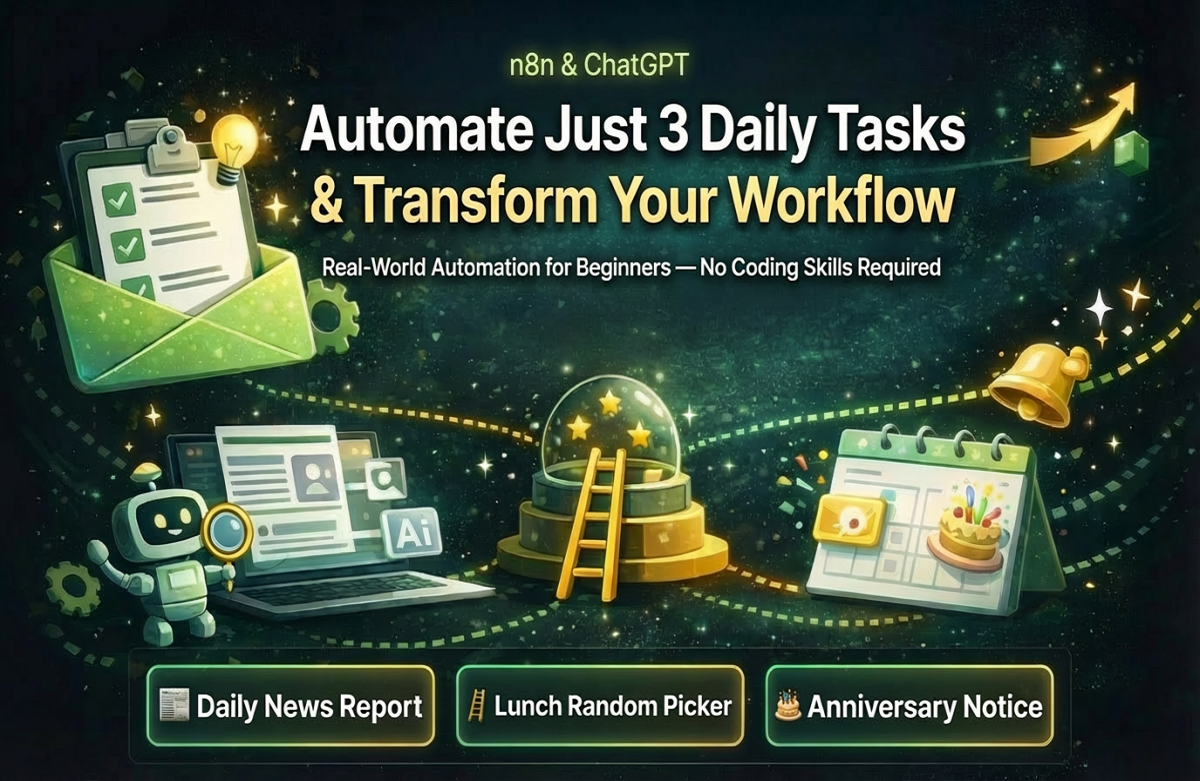 [n8n 업무자동화] 매일 반복되는 업무, 3개만 자동화해도 달라집니다 (왕초보편) 강의 이미지