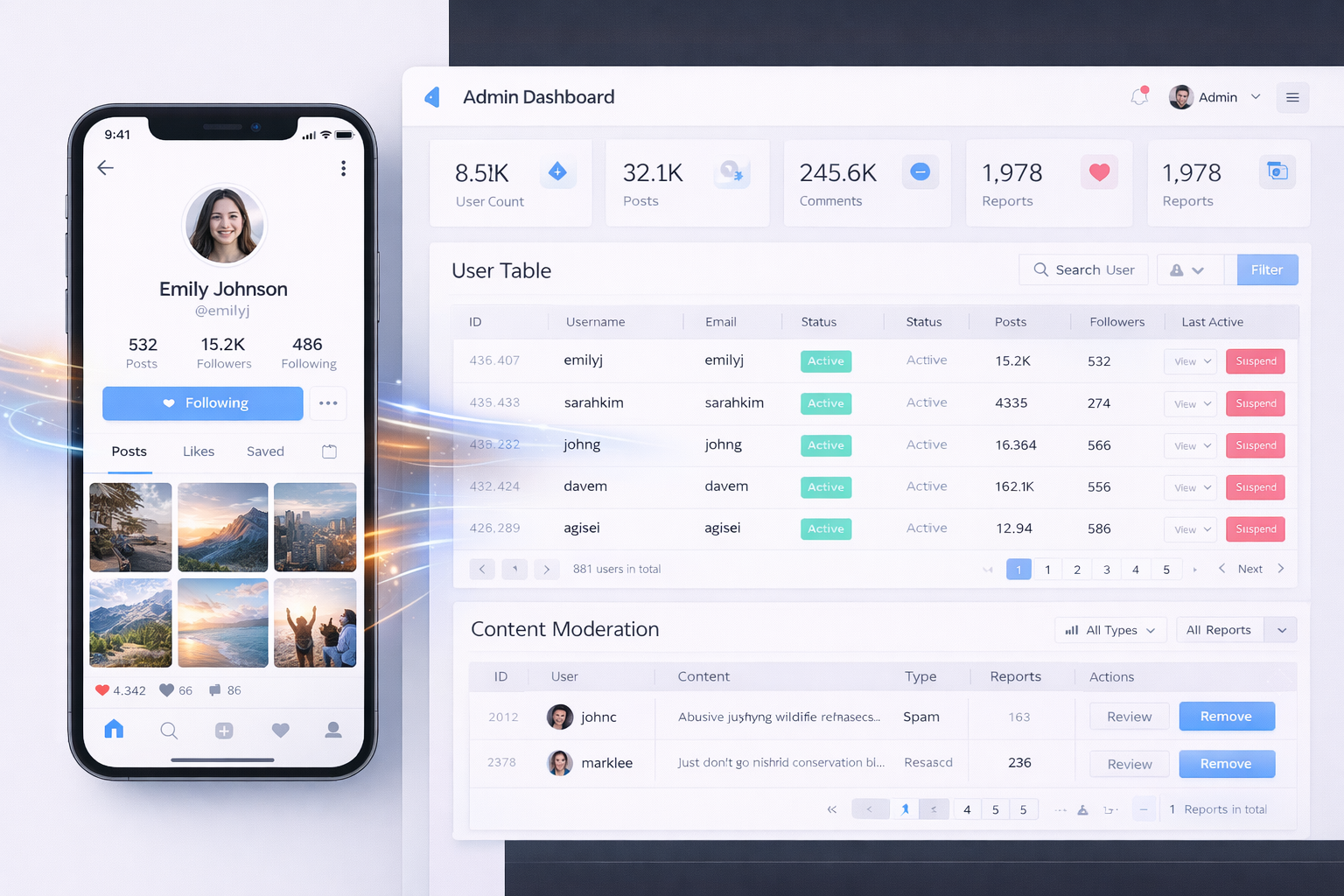 모바일 프로필과 관리자 대시보드 연결