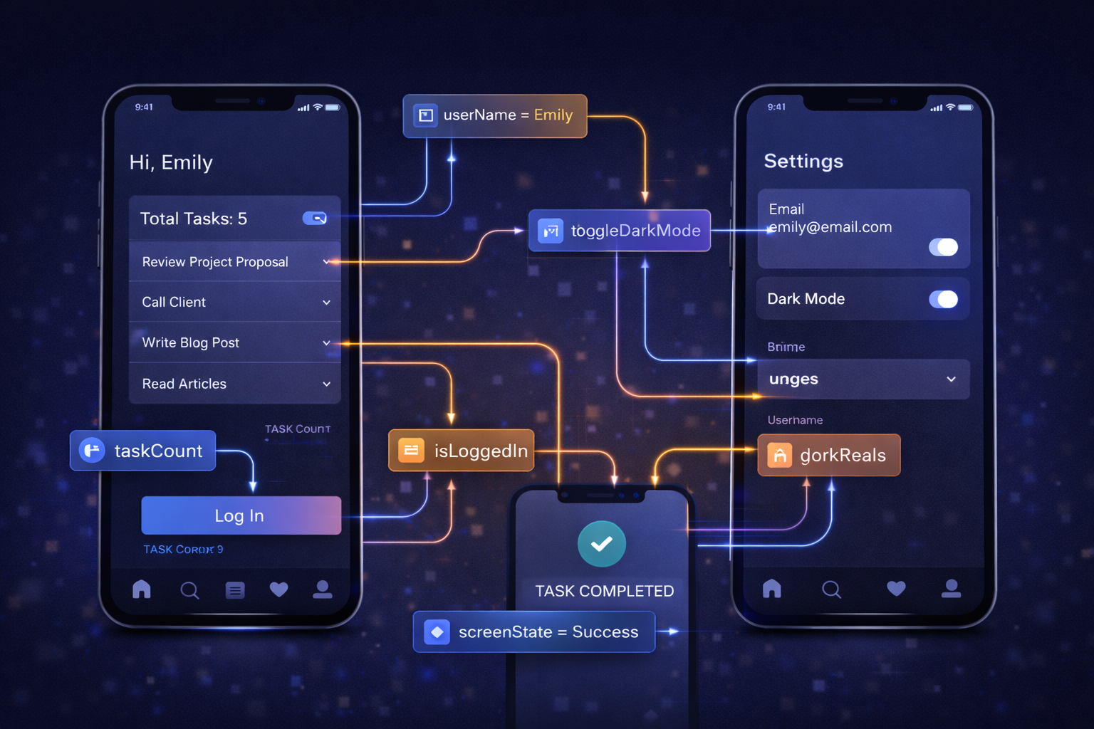 스마트폰 연결된 작업 관리 화면