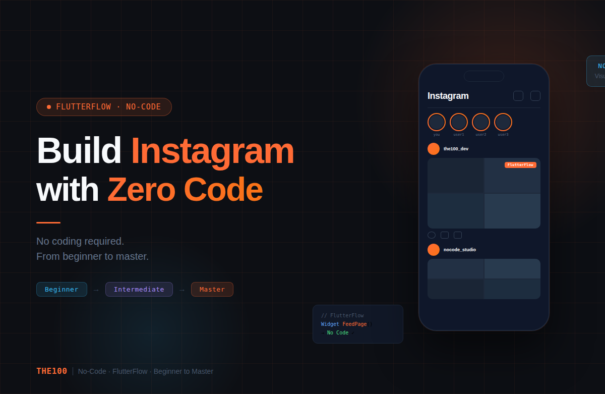 노코드 앱 개발 마스터 과정 : FlutterFlow로 인스타그램 클론 앱 개발 입문부터 완성까지 강의 이미지