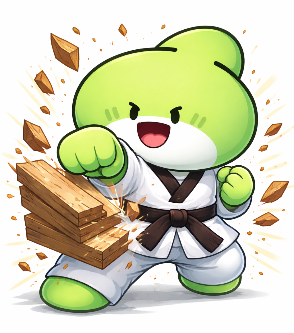 강력한 주먹으로 나무 기둥 깨기