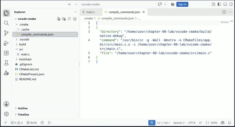 compile_commands.json 화면