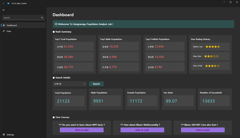 Dashboard 개발 및 UI 구현