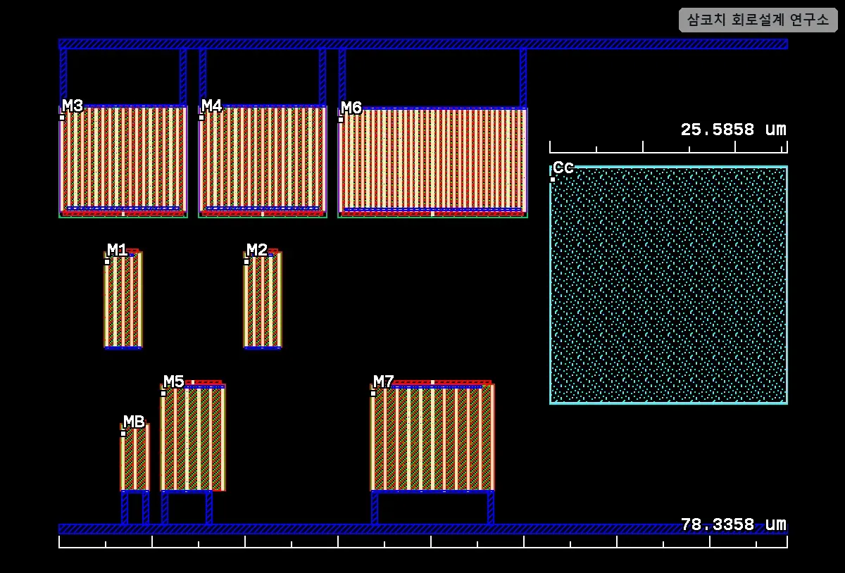 2-stage OPAMP 의 KLayout 화면