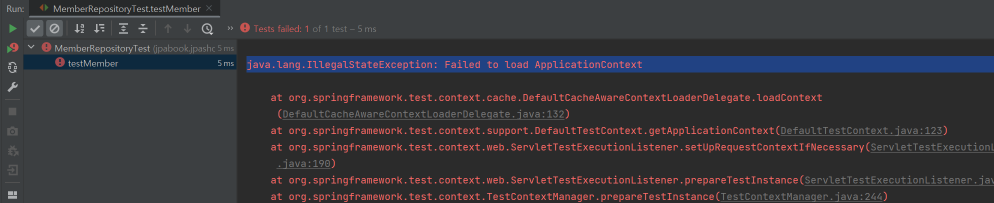 오류 )Java.Lang.Illegalstateexception: Failed To Load Applicationcontext -  인프런 | 질문 & 답변