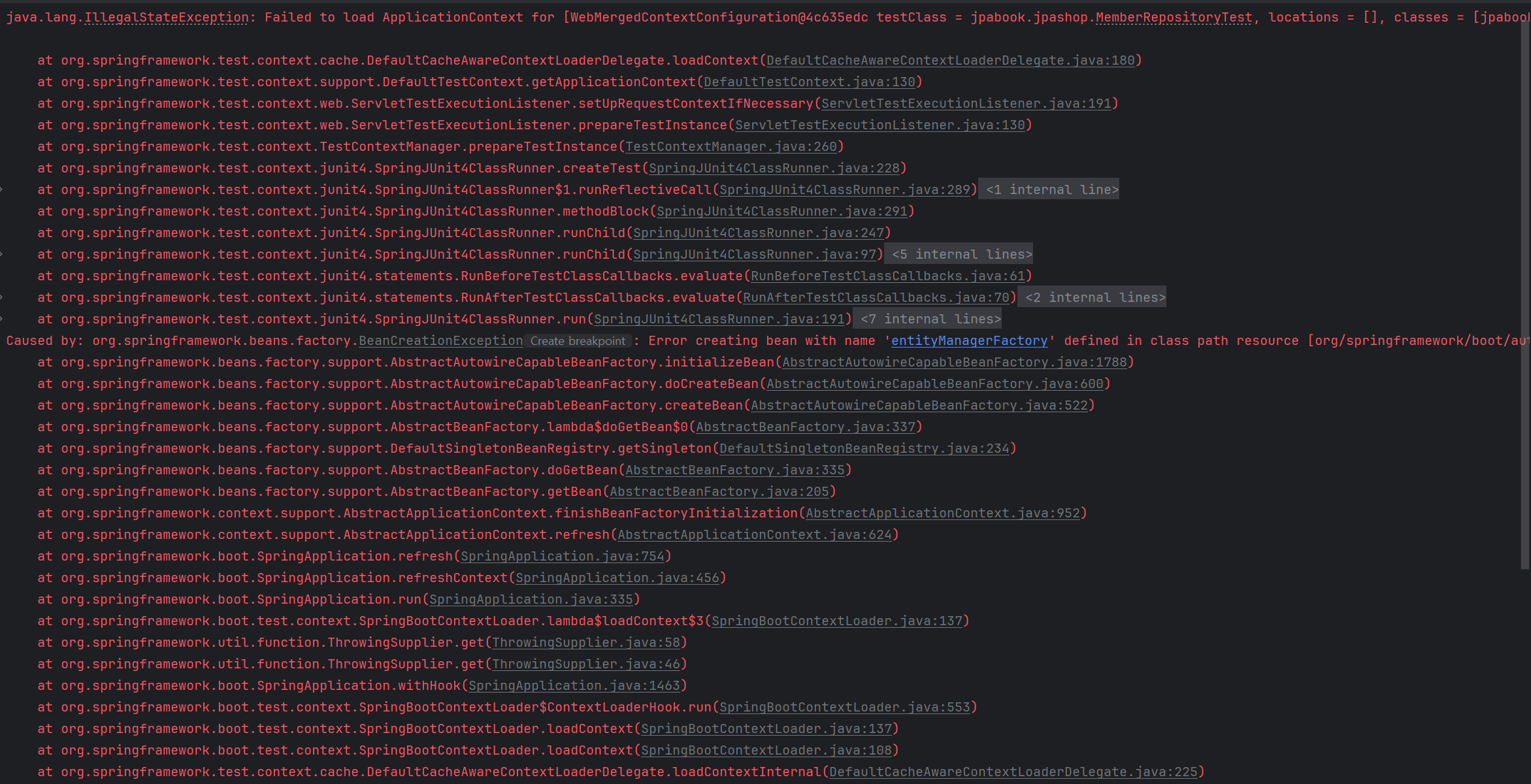 Failed to load ApplicationContext 오류 - 인프런 | 커뮤니티 질문&답변