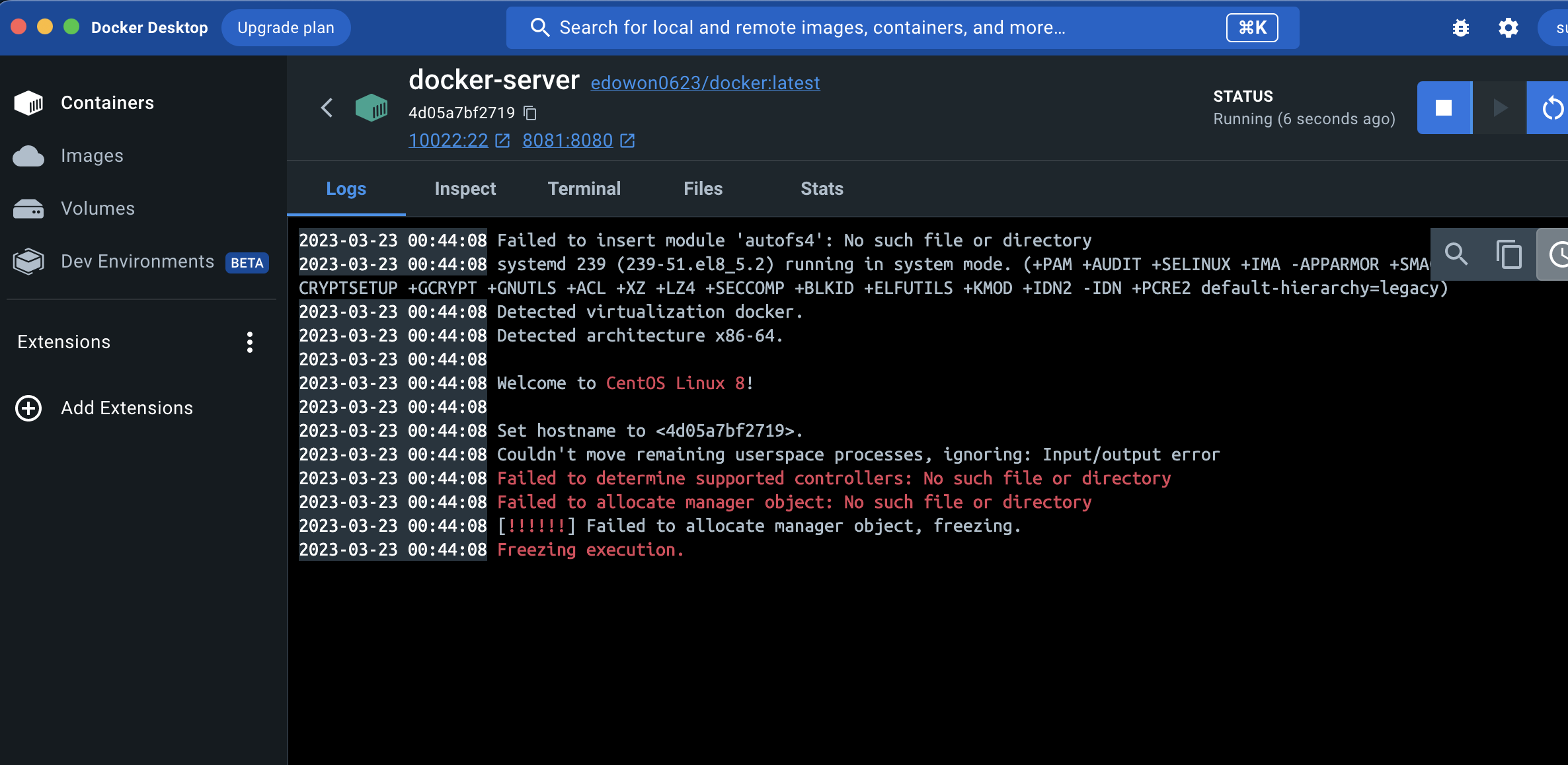 ssh root localhost p 10022 Connection closed by remote