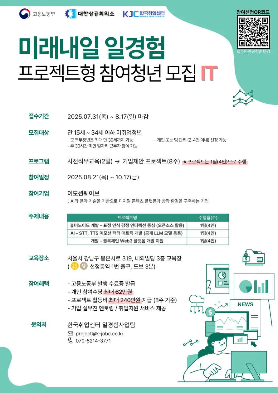 [한국취업센터] 미래내일일경험_프로젝트형_포스터_IT.png.webp