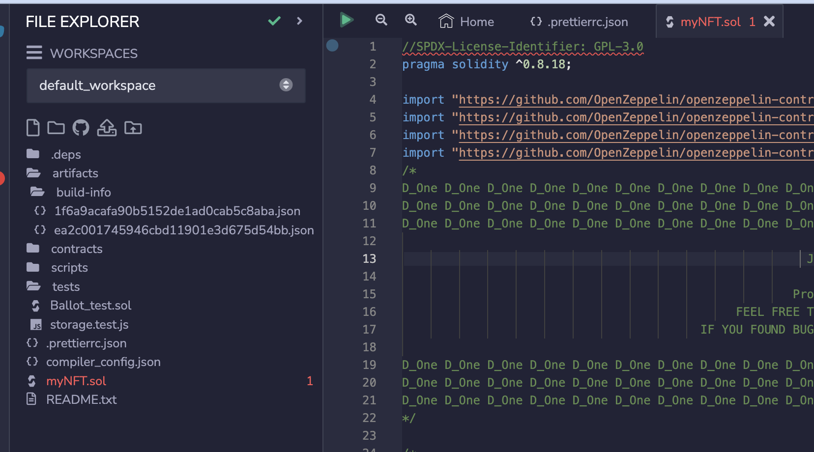NFT 스마트 컨트랙트 오류 - 인프런 | 커뮤니티 질문&답변