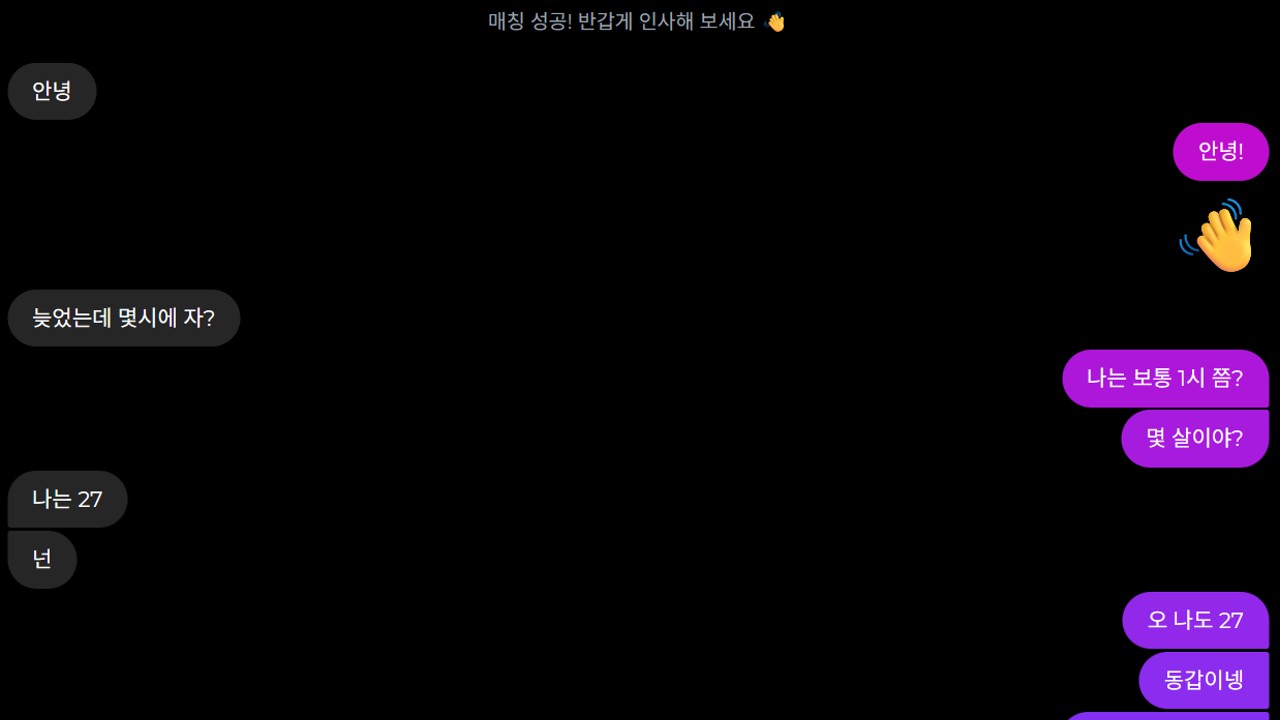 그림 1. 랜덤채팅 딥톡 대화창